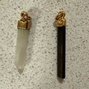 Two Wild Solstace Selinite and black tourmaline pendants only(no chains)